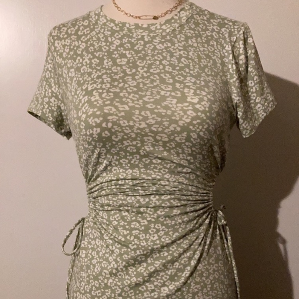 Adorable sage green cheetah print dress